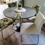 Mooie ronde tafel met stoelen, Ophalen, Gebruikt, Modern, 4 tot 6 stoelen