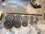 Les mills halter set 40 kg gewicht stang met schijven, Sport en Fitness, Fitnessmaterialen, 40 kg, Gebruikt, Ophalen of Verzenden