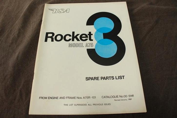 BSA A75 Rocket 3 1968 motorcycle parts list, Motoren, Handleidingen en Instructieboekjes, Overige merken, Ophalen of Verzenden