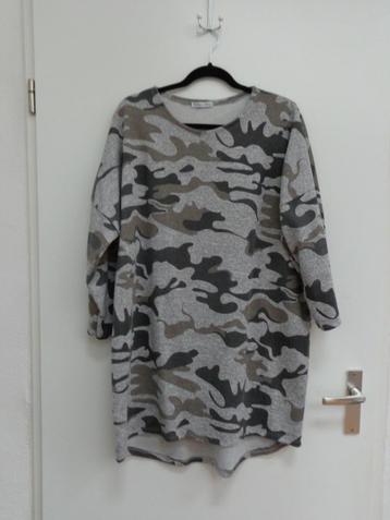 Jurk / tuniek met lange mouw,  Made in Italy, in grijze tint beschikbaar voor biedingen