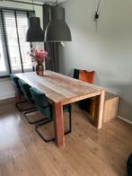 Eetkamertafel van sloophout. Gekocht bij Piet Klerkx, Huis en Inrichting, 100 tot 150 cm, Gebruikt, Rechthoekig, Overige houtsoorten