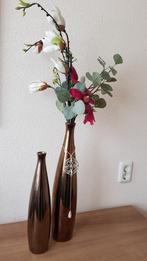 2 vaasjes 17 en 27 cm brons, Huis en Inrichting, Woonaccessoires | Vazen, Ophalen, Overige kleuren, Minder dan 50 cm, Glas