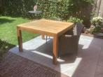 Teak eettafel vierkant, Huis en Inrichting, Tafels | Eettafels, Ophalen, Gebruikt, Vier personen, 100 tot 150 cm