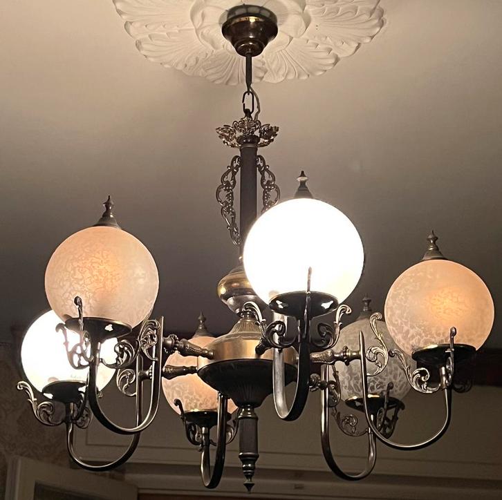 Vintage - Italiaanse kroonluchter, Huis en Inrichting, Lampen | Kroonluchters, Glas, Overige materialen, Ophalen