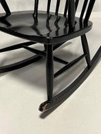 Vintage schommelstoel jaren 60 spijlenstoel fauteuil zwart, Ophalen, Gebruikt, Vintage, 75 tot 100 cm