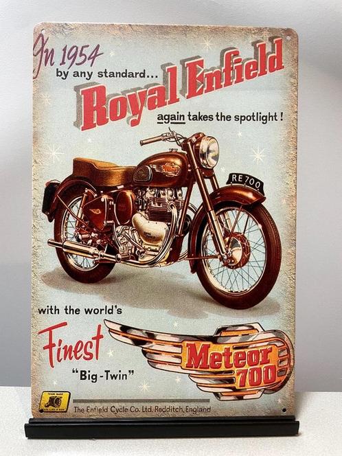 Royal Enfield Meteor 700 metalen reclamebord (Old Look), Verzamelen, Automerken, Motoren en Formule 1, Nieuw, Motoren, Ophalen of Verzenden