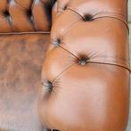 Nette Chesterfield bank bruin gevlamd + GRATIS BEZORGING, Chesterfield, Rechte bank, Leer, Ophalen of Verzenden