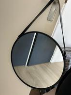 Mooie ronde spiegel met een band van leer, Huis en Inrichting, Woonaccessoires | Spiegels, Minder dan 50 cm, Rond, Ophalen of Verzenden