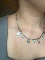 Stainless steel bedelketting zilver & lila, Sieraden, Tassen en Uiterlijk, Kettingen, Overige materialen, Verstelbaar, Ophalen of Verzenden