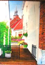 Hollandse School - Binnenplaats in Buren  (gld) - olieverf, Antiek en Kunst, Ophalen