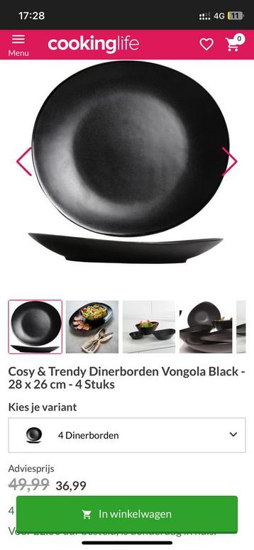 12x Cosy & Trendy Dinerborden Vongola Black (28 x 26 cm) beschikbaar voor biedingen