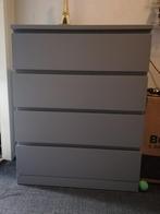 Ikea Malm ladekast 4 lades grijs gelazuurd, Huis en Inrichting, Ophalen, 50 tot 100 cm, Zo goed als nieuw, 3 of 4 laden