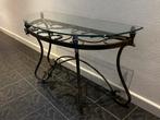 Gietijzeren wandtafel met glas, Huis en Inrichting, Tafels | Sidetables, Ophalen, Gebruikt, 50 tot 100 cm, Glas