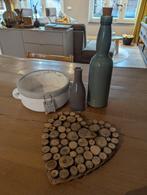 Decoratieve BRYNXZ kruik blauw craquelé + accessoires, Huis en Inrichting, Blauw, Aardewerk of Porselein, Ophalen of Verzenden