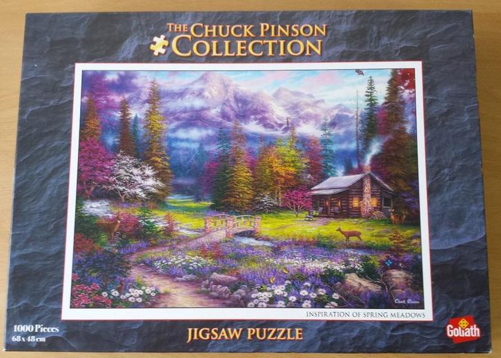 Puzzel Inspiration of Spring Meadows -Chuck Pinson--1000 st., Hobby en Vrije tijd, Denksport en Puzzels, Gebruikt, Legpuzzel, 500 t/m 1500 stukjes
