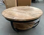 ACTIE: Nieuwe Ronde salontafel Paras mangohout metaal zwart, 50 tot 100 cm, WK Home, Rond, Nieuw