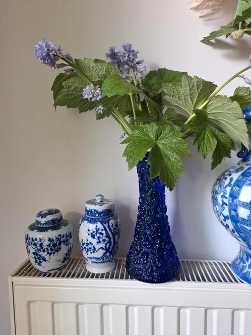 Skruf Sweden Bark Glass vaas, blauw, Lars Hellsten, 60's, Huis en Inrichting, Woonaccessoires | Vazen, Zo goed als nieuw, Blauw