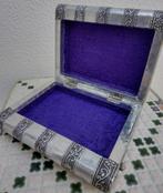 Sieradendoosje zilverkleur met blauw, Ophalen of Verzenden, Zo goed als nieuw, Blauw, Hardcase