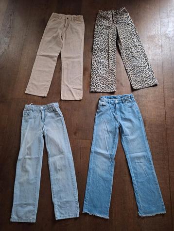 4 Jeans/Spijkerbroeken Maat 152 - Beige, Panter, Blauw beschikbaar voor biedingen