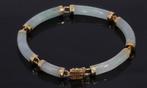 Groen Jade 14k gouden vintage dames armband fraai edelsteen, Sieraden, Tassen en Uiterlijk, Antieke sieraden, Ophalen of Verzenden