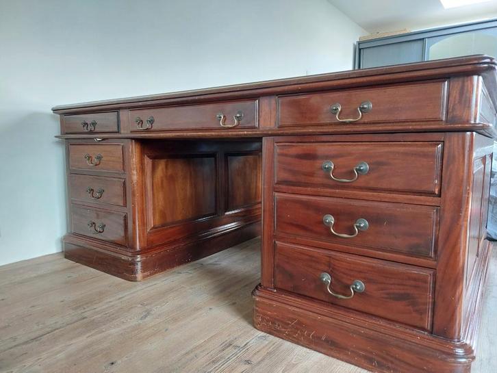 Mahonie Partnerdesk Bureau, Huis en Inrichting, Bureaus, Gebruikt, Bureau, Ophalen