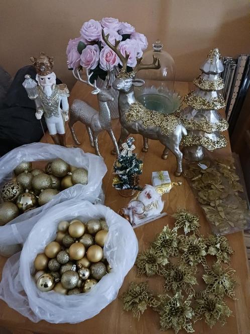 Kerstdecoratie goudkleurig te koop, Huis en Inrichting, Woonaccessoires | Overige, Gebruikt, Ophalen
