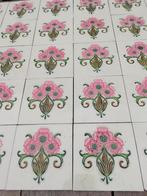 36 Prachtige art nouveau wandtegels opgelegde roze bloem, Antiek en Kunst, Antiek | Wandborden en Tegels, Ophalen