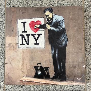Prachtig Banksy kunstwerk  I️ NY New York 29x29 cm SPOTPRIJS beschikbaar voor biedingen