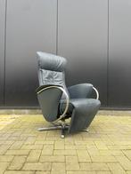 Nette grijze leren relax fauteuil / relax stoel / relaxstoel, Gebruikt, Minder dan 75 cm, Ophalen of Verzenden, Nvt