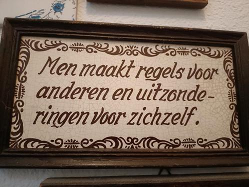 Antiek Tegeltableau - Regels en Uitzonderingen, Antiek en Kunst, Antiek | Wandborden en Tegels, Ophalen of Verzenden