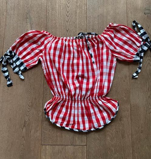 DENNY ROSE offshoulder top rood/wit geruit mt M, Kleding | Dames, Tops, Zo goed als nieuw, Maat 38/40 (M), Rood, Korte mouw, Verzenden