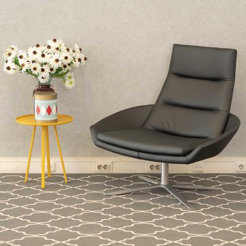 1x Montis Hugo Fauteuil Zwart Leder - Aluminium, Huis en Inrichting, Fauteuils, Zo goed als nieuw, Leer, Metaal, 75 tot 100 cm
