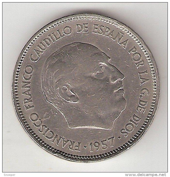 spain 25 pesetas 1957 (61) km 787 vf, Postzegels en Munten, Munten | Europa | Niet-Euromunten, Verzenden, Overige landen, Losse munt