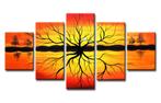 5 Luik Canvas Schilderij * Abstract Bomen 80x160cm, Ophalen of Verzenden
