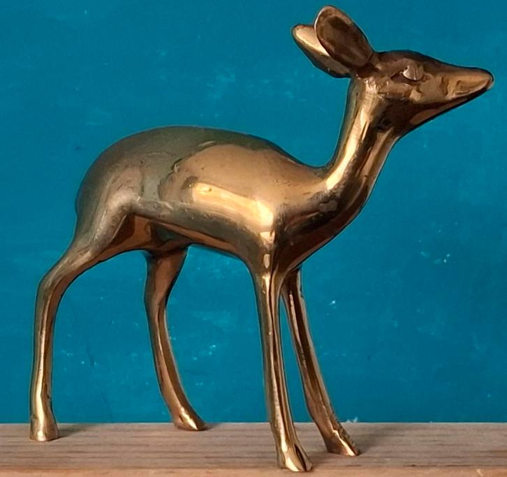 Ree. Messing. Ca 1970. 12 cm groot., Verzamelen, Dierenverzamelingen, Zo goed als nieuw, Beeldje of Figuurtje, Wild dier, Ophalen