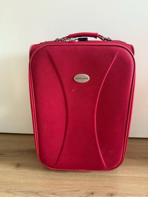 Lowland Trolley Reiskoffer Rood, Sieraden, Tassen en Uiterlijk, Koffers, Gebruikt, Overige materialen, Minder dan 50 cm, Minder dan 35 cm