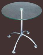 Ronde bijzettafel, Huis en Inrichting, Tafels | Bijzettafels, Ophalen, Gebruikt, Rond, Glas