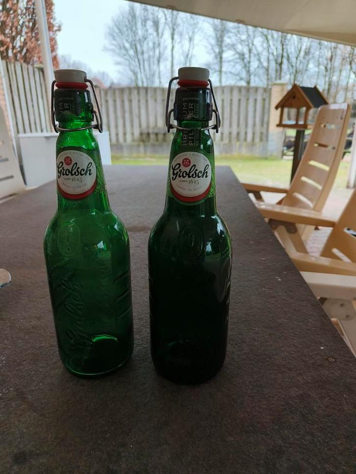2 (lege) beugelflessen van Grolsch - 1,5 liter., Verzamelen, Biermerken, Gebruikt, Flesje(s), Grolsch, Ophalen of Verzenden