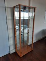 Houten Grote Glazen Vitrinekast met Spiegelwand Verlichting, Huis en Inrichting, Kasten | Vitrinekasten, 50 tot 100 cm, 25 tot 50 cm