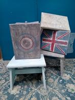 Leuke krukjes/opstapjes van kaasplanken, Gebruikt, Overige kleuren, Vintage, Ophalen of Verzenden