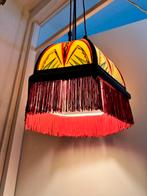 Amsterdamse School hanglamp Gebrandschilderd Glas en Franjes, Ophalen