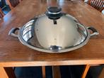 Grote AMC wok inhoud 5,6 liter, Ophalen of Verzenden, Zo goed als nieuw, Rvs, Keramische plaat