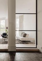 Groot zwart stalen kozijn / room divider 338x144cm, Overige typen, Zo goed als nieuw, Metaal, Inclusief glas