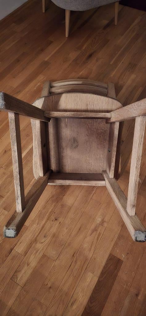 6 Gezandstraalde Eiken Eetkamerstoelen - Vintage, Huis en Inrichting, Stoelen, Ophalen, Gebruikt, Bruin, Vintage