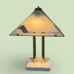 Vintage Italiaanse design lamp marmeren voet messing glas, Ophalen