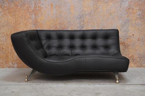 Refurbished zwarte leren Montis Quintus design chaise longue, Huis en Inrichting, Banken | Sofa's en Chaises Longues, Zo goed als nieuw