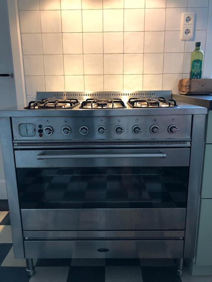 Boretti gasfornuis, Witgoed en Apparatuur, Fornuizen, Zo goed als nieuw, Vrijstaand, Gas, 5 kookzones of meer, 60 cm of meer, Warmhoudplaat