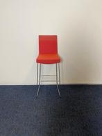 4 x Barkruk Montis Jim, rode stoffering, chroom frame, Huis en Inrichting, Ophalen, Gebruikt, Met voetsteun, 60 tot 90 cm