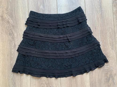 Nikkie stroken rok kant zwart 36= S, Kleding | Dames, Rokken, Zo goed als nieuw, Maat 36 (S), Zwart, Boven de knie, Verzenden