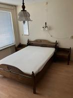 Eiken houten bed met nachtkastjes, Huis en Inrichting, Slaapkamer | Bedden, Ophalen, Gebruikt, 140 cm, Twijfelaar